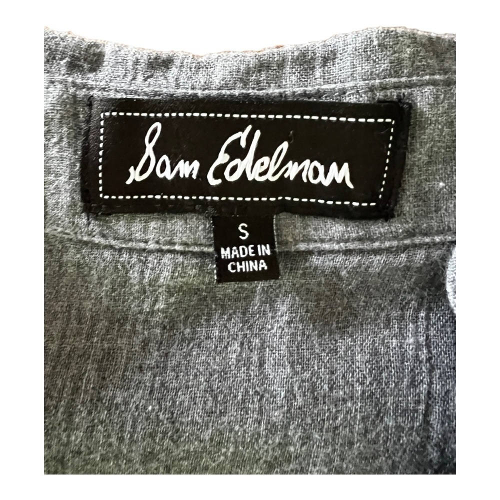 SAM Edelman zipper back long sleeve button down top size small 100% cotton - Picture 6 of 8